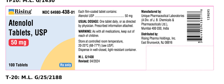 Atenolol Tablets (Rising) 50 mg 100 tabs